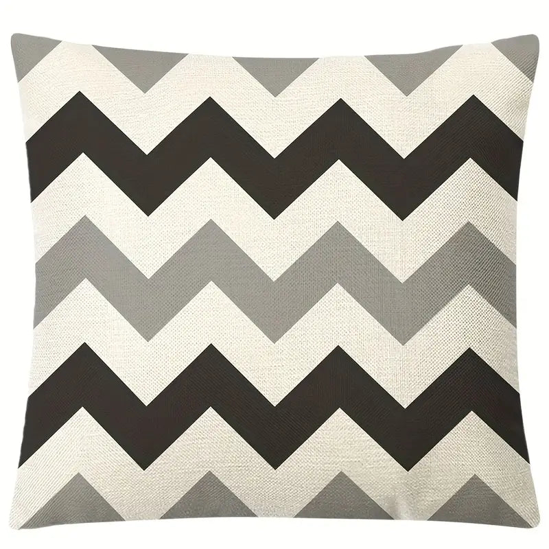 Funda de Cojín de Lino con Estampado Geométrico – Decoración Hogar