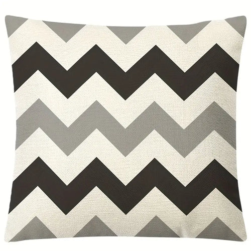 Funda de Cojín de Lino con Estampado Geométrico – Decoración Hogar