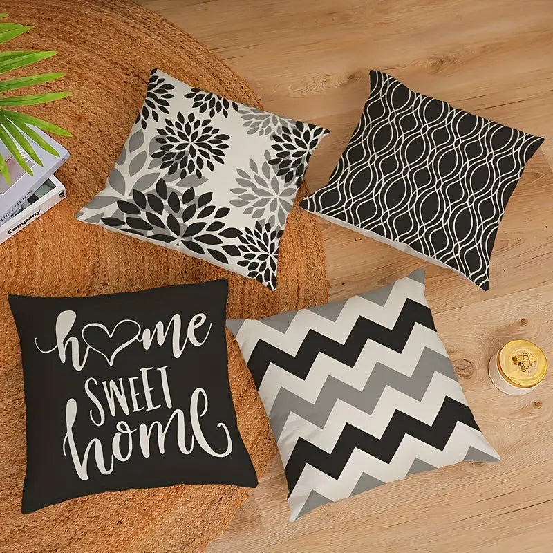 Funda de Cojín de Lino con Estampado Geométrico – Decoración Hogar
