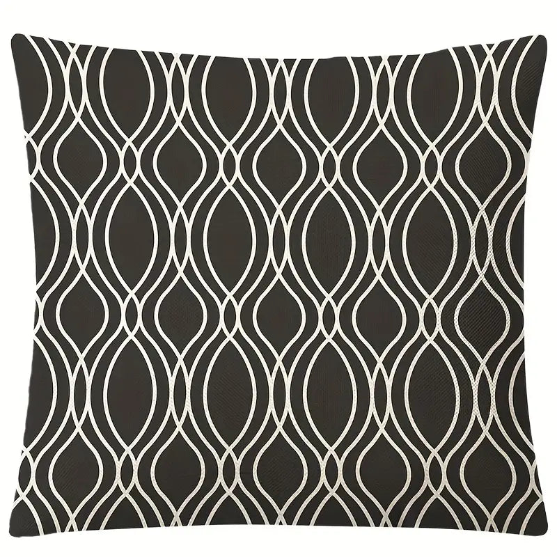 Funda de Cojín de Lino con Estampado Geométrico – Decoración Hogar