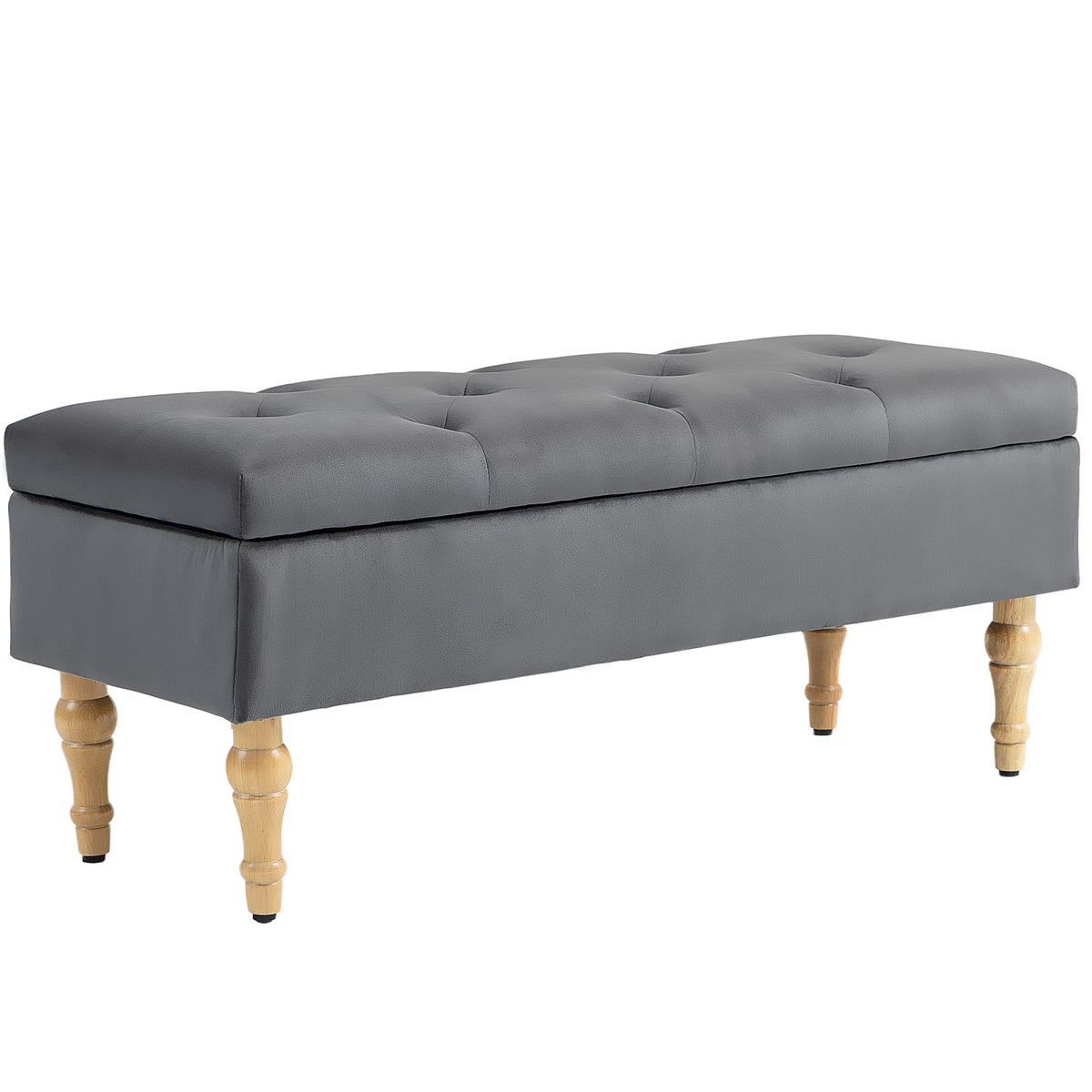 Banco con almacenaje de terciopelo gris oscuro · 102 cm