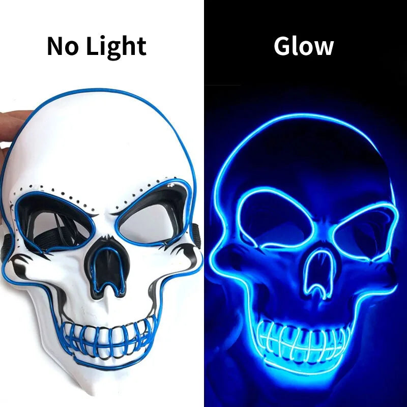 Máscara Calavera LED Halloween - Luz Fría de Color