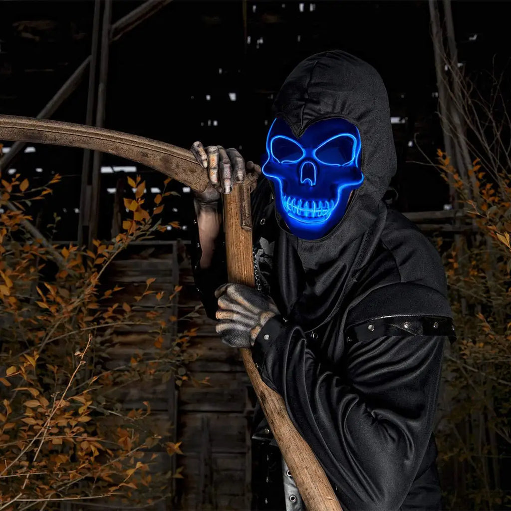 Máscara Calavera LED Halloween - Luz Fría de Color