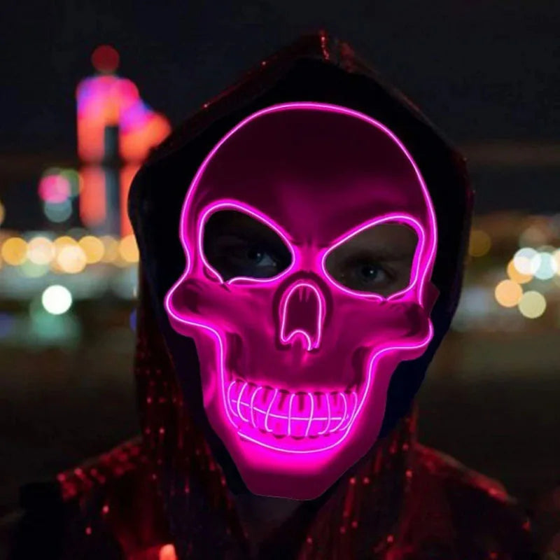 Máscara Calavera LED Halloween - Luz Fría de Color