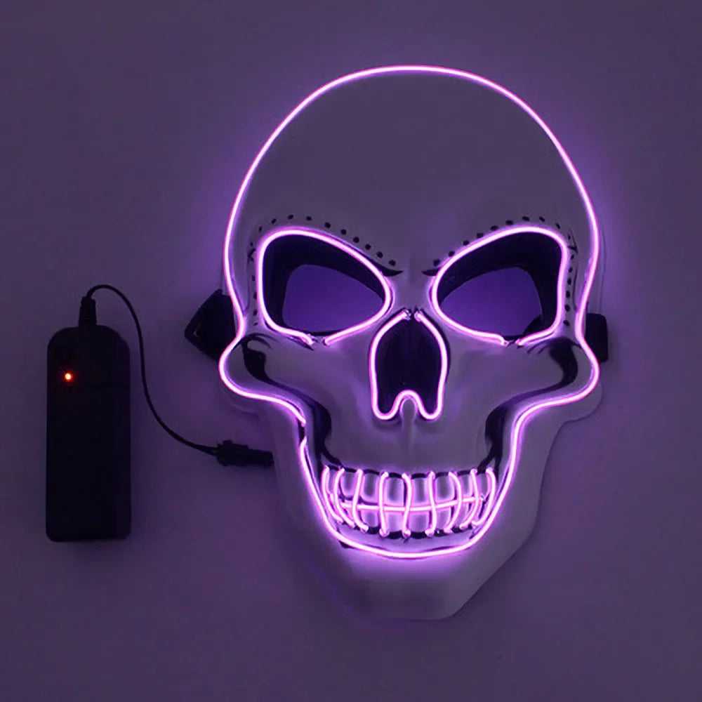 Máscara Calavera LED Halloween - Luz Fría de Color
