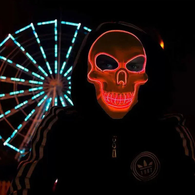 Máscara Calavera LED Halloween - Luz Fría de Color