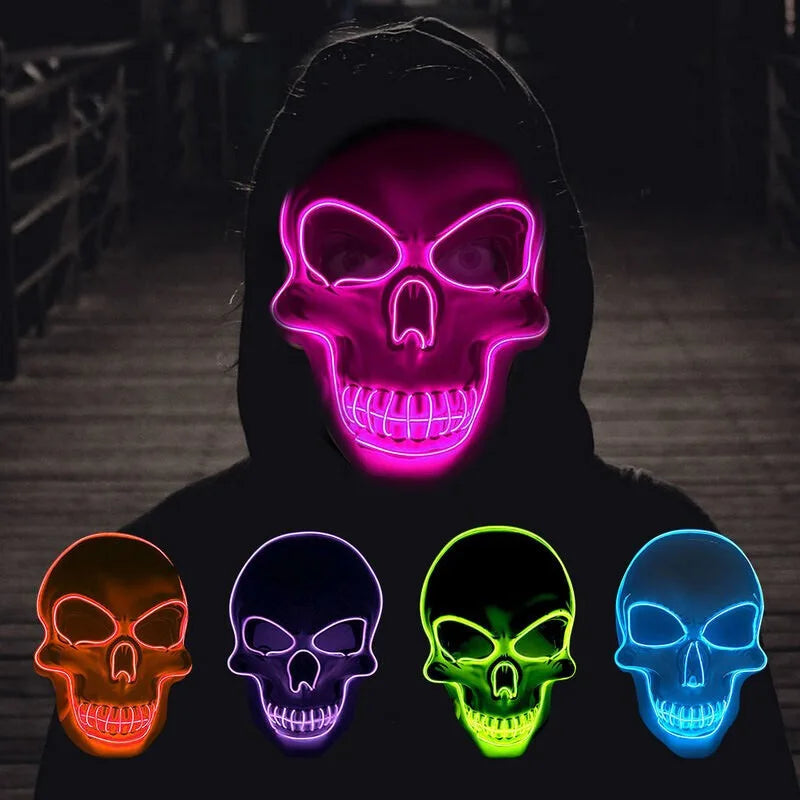 Máscara Calavera LED Halloween - Luz Fría de Color
