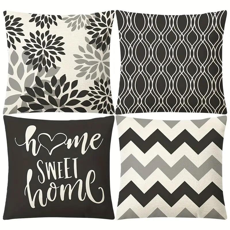 Funda de Cojín de Lino con Estampado Geométrico – Decoración Hogar