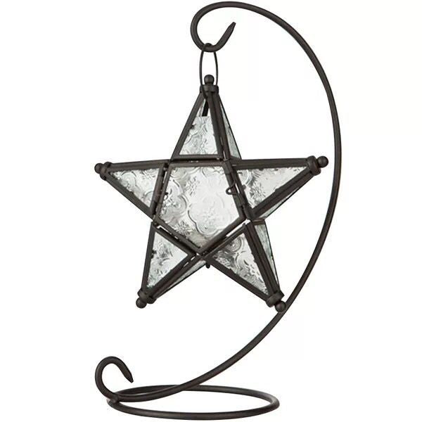 Lámpara Estrella Colgante con Portavelas de Cristal de Colores