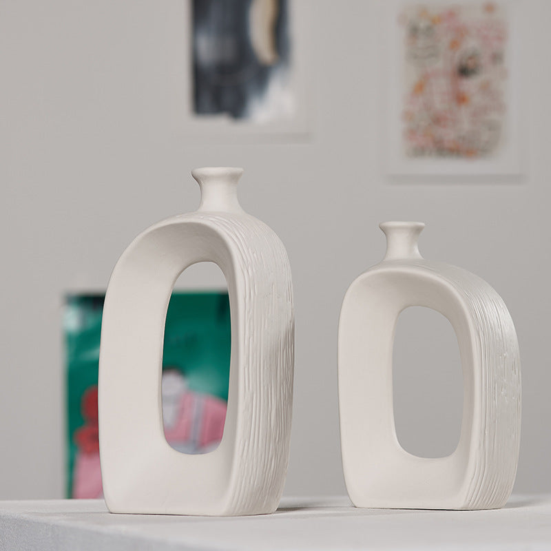 Jarrón de Cerámica Blanca Moderna – Decoración Minimalista para el Hogar